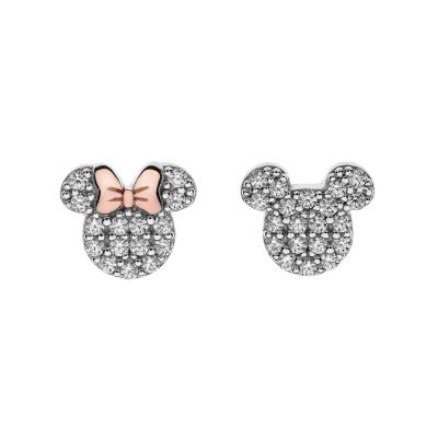 Disney ES00015TZWL.CS Ohrstecker Damen Minnie Mickey Maus Schleife Weiss Silber