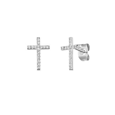 Engelsrufer Ohrstecker Damen Kreuz Zirkonia Silber ERE-LILCROSS-ZI-ST