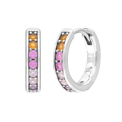 Engelsrufer Creolen Damen Regenbogen Warm Silber 13 mm ERE-WARM-ZIM-CR