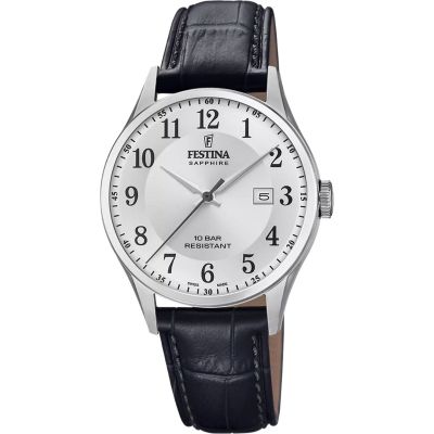 Festina Herren-Uhr Swiss Made Analog Quarz Leder-Armband F20007/1