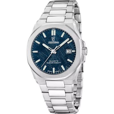 Festina Herren-Uhr Swiss Made Classic Quarz Edelstahl-Band F20100/4