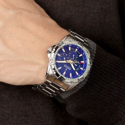 Festina Herren-Uhr Multifunktion Blau Quarz Edelstahl-Armband F20623/2