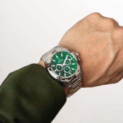 Festina F20623/3 Herren-Uhr Multifunktion Grün Quarz Edelstahl-Armband