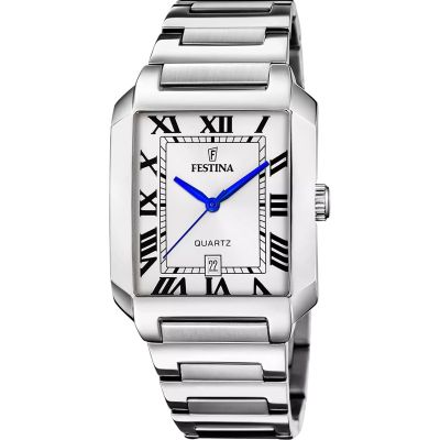 Festina Herren-Uhr Weiss Analog Quarz Edelstahl-Armband F20677/1