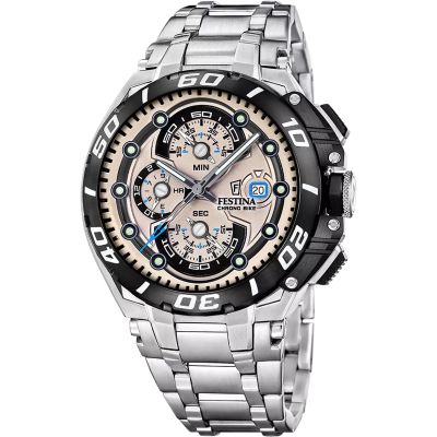 Festina Herren-Uhr Chrono Bike Analog Quarz Edelstahl-Armband F20754/2
