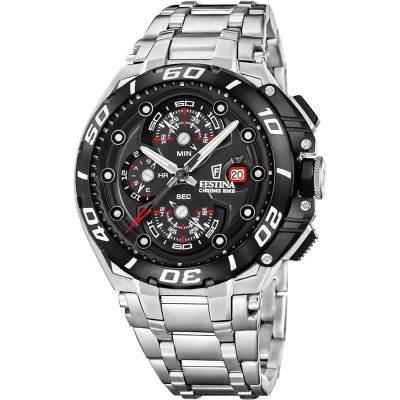 Festina Herren-Uhr Chrono Bike Analog Quarz Edelstahl-Armband F20754/6