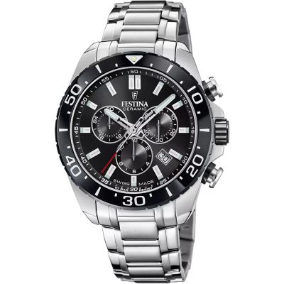 Festina Herren-Uhr Swiss Made Chronograph Edelstahl-Armband F20042/4