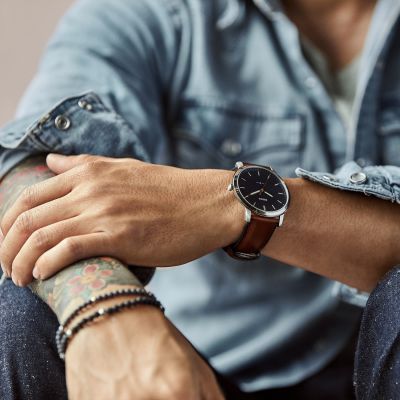 Fossil FS5304 Herren-Uhr The Minimalist Slim Analog Quarz Ø 44 mm