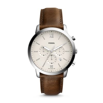Fossil FS5380 Herren-Uhr Neutra Chronograph Quarz mit Leder-Band Ø 44 mm