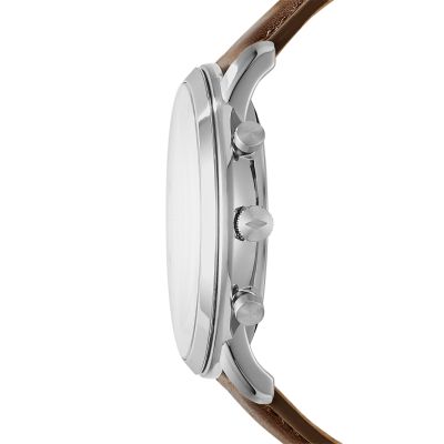 Fossil FS5380 Herren-Uhr Neutra Chronograph Quarz mit Leder-Band Ø 44 mm