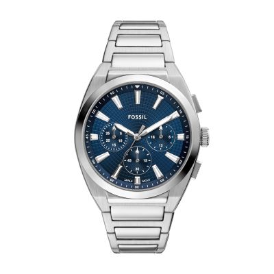 Fossil Herren-Uhr Everett Chronograph Quarz Edelstahl-Armband FS6104
