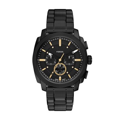 Fossil Herren-Uhr Machine Chronograph Edelstahl-Band Schwarz FS6222