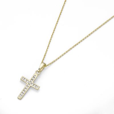 Karat 99012640 Kette mit Anhänger Damen Kreuz 375/- Gelb-Gold Zirkonia