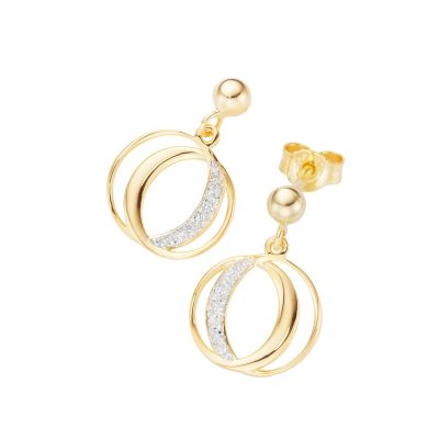 Karat 94042040 Ohrringe Ohrstecker Damen Zwei Ringe Glitzer 375/- Gelbgold