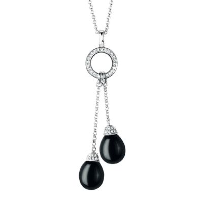 Karat 908169430 Halskette mit Anhänger Damen Zirkonia Onyx Schwarz Silber 