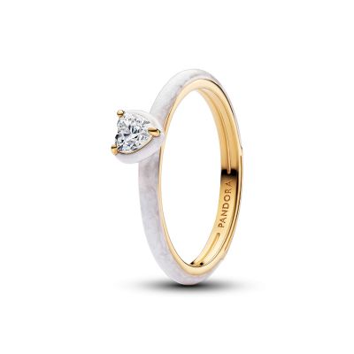 Pandora Me Ring Damen Chakra Herz Weiß 14K Vergoldet 163088C01