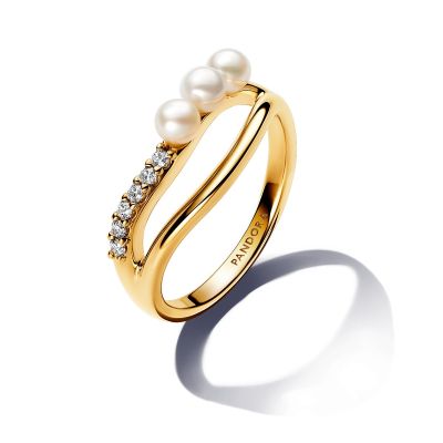 Pandora Essence Ring Damen Perlen und Pavé Vergoldet 163258C01