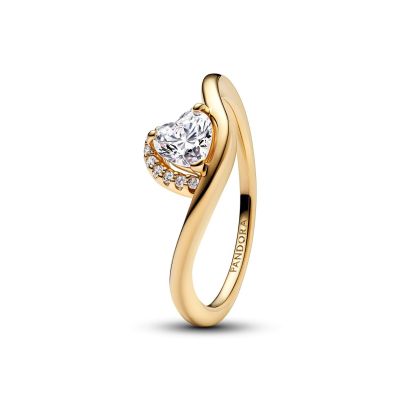 Pandora Ring Damen Welliges Herz Zirkonia Vergoldet 163660C01