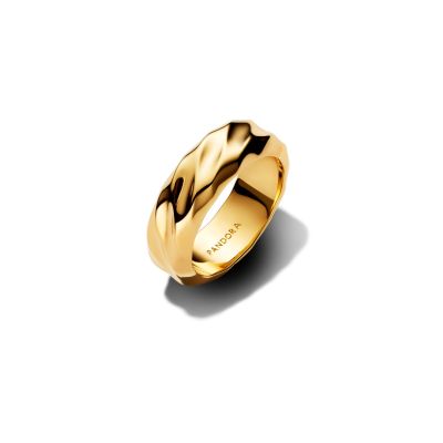 Pandora Ring Damen Breites Band Gewellt 14K Vergoldet 163886C00