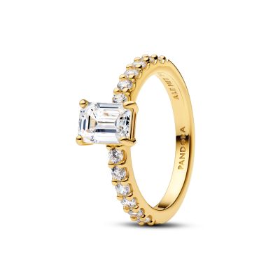Pandora Ring Rechteckiger Strahlenkranz 14K Vergoldet 164506C01