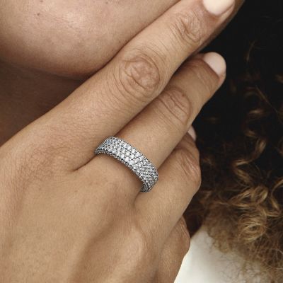 Pandora 192634C01 Ring Damen Timeless Dreireihiger Pavé Zirkonia Silber