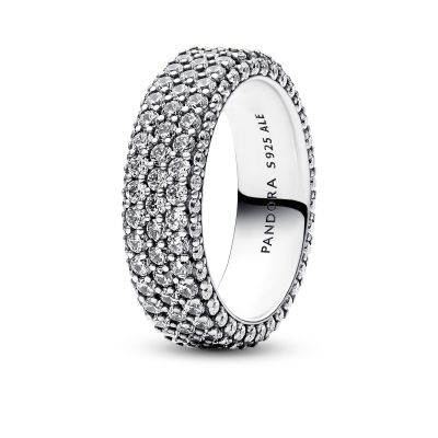 Pandora 192634C01 Ring Damen Timeless Dreireihiger Pavé Zirkonia Silber