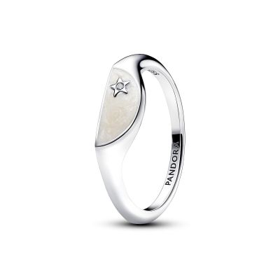 Pandora Me Siegelring Damen Halbiert Stern Weiss Silber 193325C01