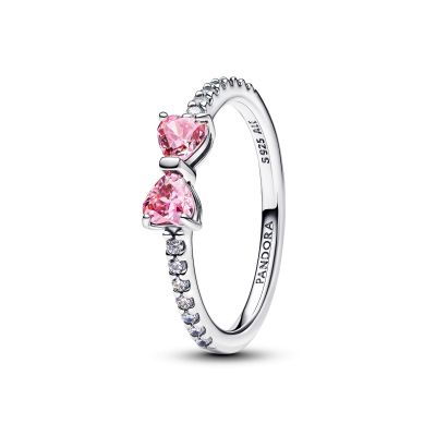 Pandora Ring Funkelnde Rosafarbene Schleife Zirkonia Silber 193510C01