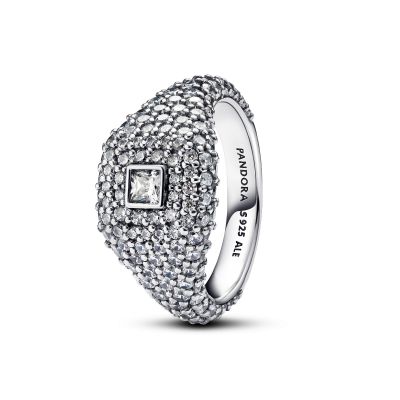 Pandora Cocktailring Damen Pavé-Quadrat Zirkonia Silber 193556C01
