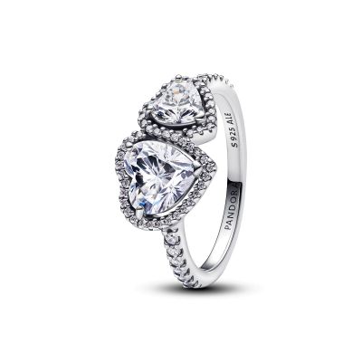Pandora Ring Damen Funkelnder Strahlenkranz Herz Silber 193659C01