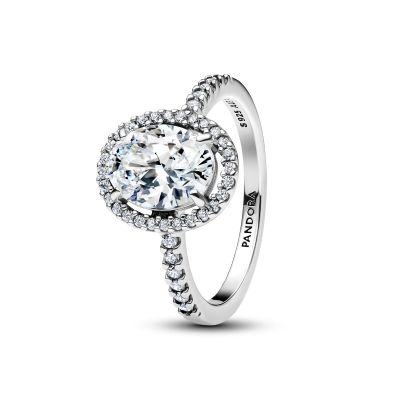Pandora Ring Funkelnder Strahlenkranz Zirkonia Oval Silber 193777C01