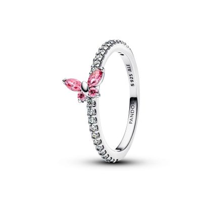Pandora Ring Glitzernder Schmetterling Rosa Zirkonia Silber 194269C02