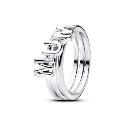 Pandora Ring Teilbar Buchstaben Mum Zirkonia Silber 194458C01
