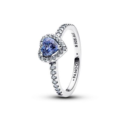 Pandora Ring Funkelndes Erhabenes Blaues Herz Silber 198421C05