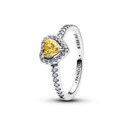 Pandora Ring Funkelndes Erhabenes Gelbes Herz Silber 198421C06