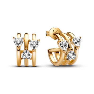 Pandora Ohrringe Damen Dreifaches Herz Zirkonia Vergoldet 263656C01