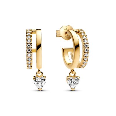 Pandora Ohrringe Damen Hängendes Herz Zirkonia Vergoldet 263685C01