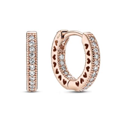 Pandora Rose 286317C01 Ohrringe Creolen Damen Pavé-Herz Zirkonia