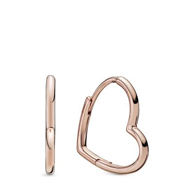 Pandora 288307 Ohrringe Creolen Asymmetric Heart 14k Rose Gold Plattiert 