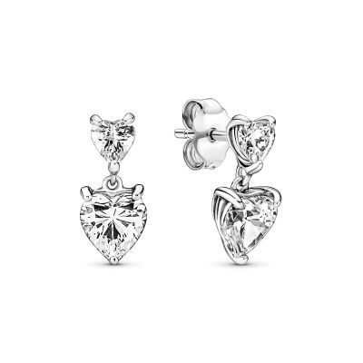 Pandora 291199C01 Ohrring Ohrstecker Damen Funkelndes Doppelherz Sterling-Silber