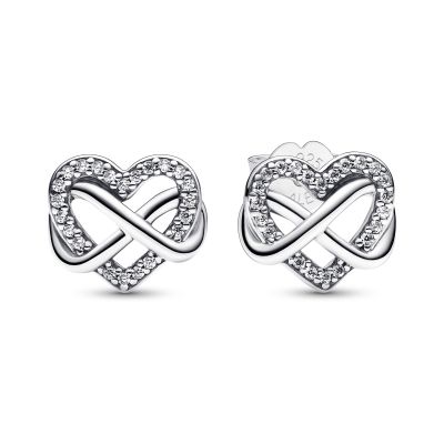 Pandora 292667C01 Ohrstecker Damen Funkelnde Unendlichkeits-Herz Zirkonia Silber