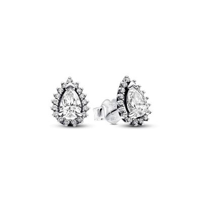 Pandora 292834C01 Ohrringe Ohrstecker Damen Funkelnde Birnen-Kranz Zirkon Silber