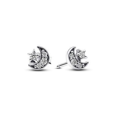Pandora 292990C01 Ohrstecker Ohrringe Funkelnde Mond & Stern Zirkonia Silber