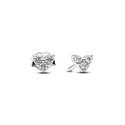 Pandora 293003C01 Ohrringe Ohrstecker Damen Dreifacher Stein Herz Zirkon Silber