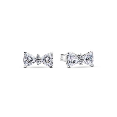 Pandora Ohrstecker Damen Funkelnde Schleife Weiß Silber 293506C01