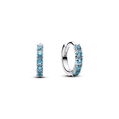 Pandora Ohrringe Huggie Damen Hellblaue Kristalle Silber 293849C01