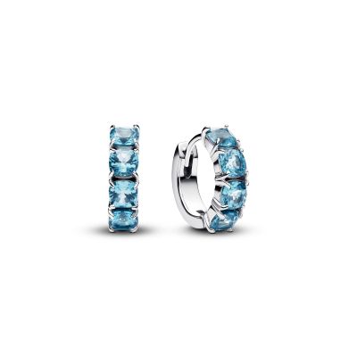 Pandora Creolen Ohrringe Damen Hellblaue Kristalle Silber 293851C01