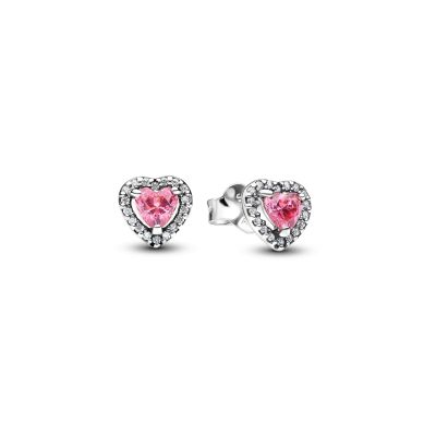 Pandora Ohrstecker Damen Rosa Herz Zirkonia Sterling-Silber 298427C02