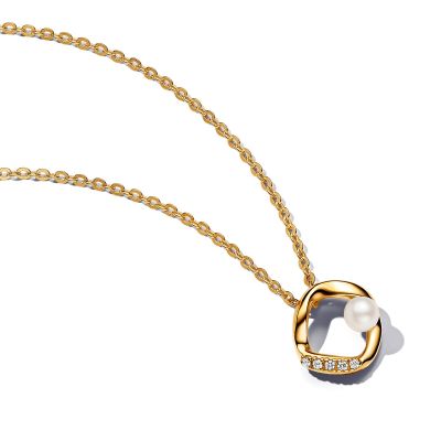 Pandora Essence Kette mit Anhänger Pavé Kreis Vergoldet 363303C01
