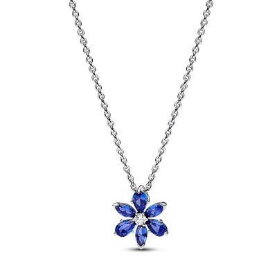Pandora 392387C02 Halskette Anhänger Funkelnde Blaue Herbarium Cluster Silber